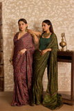 Ajrakh | V Neck Tie Blouse with Saree