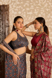 Ajrakh | Halter Neck Blouse with Saree
