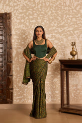 Ajrakh | Corset Blouse with Saree