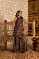 Ajrakh | Halter Tunic With Sharara Set