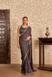 Ajrakh | Round Neck Blouse with Saree