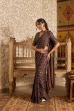 Ajrakh | Deep Neck Blouse with Saree