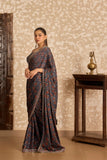 Ajrakh | Round Neck Blouse with Saree