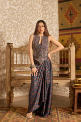 Ajrakh | Backless Tie Top & Drape Skirt