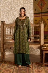 Ajrakh | Long Kurta & Wide Leg Pants Set