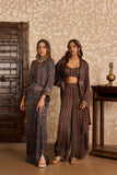 Ajrakh | Jacket with Bralette & Drape Pants Set