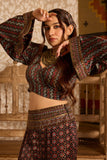 Ajrakh | Wrap Top with Flared Pants Set