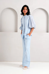 Socotra | Oba Baby Blue, XXXL, Handloom Cotton, Chanderi