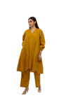 V-Neck Pleated Dress Set