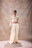 Zaira | Embroidered Crop Shirt Set
