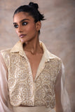Zaira | Embroidered Crop Shirt Set
