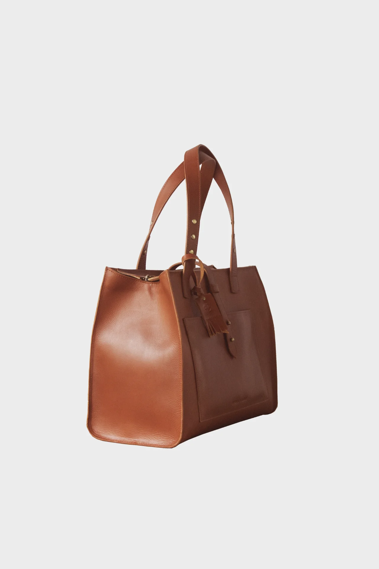 Jean Cognac Cognac, H - 11"/ W - 15"/ D - 6.5"/ HD - 8.5", Stiff Lustrous Leather